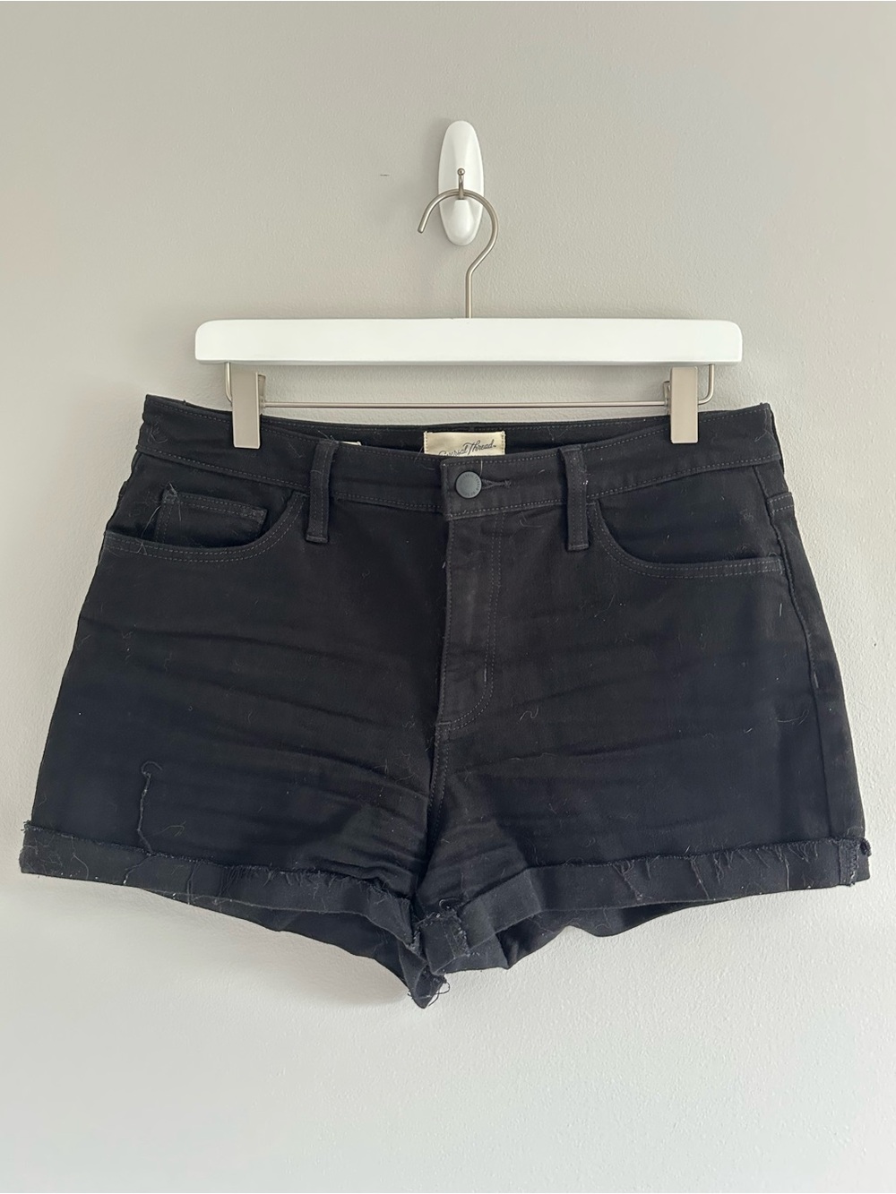 Universal Thread Black Denim High Rise Midi Shorts Size 10R